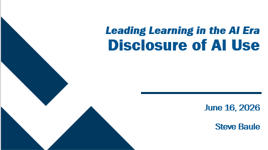 Title slide for AI disclosure presentation June 2026